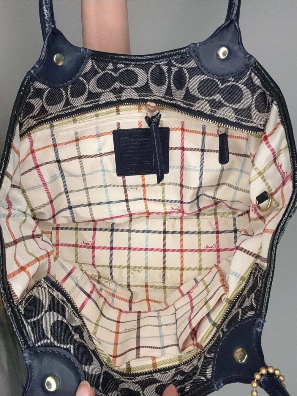 Coach Denim Bleecker Tattersall PRISTINE